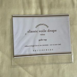 (2) Pottery barn classic voile drape, pole top. New in package. 100% cotton